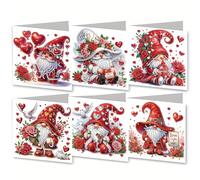 Lebartm 6Pcs DIY Folding Greeting Card Valentine’s Day Diamond Art Painting Creative Design Foldable Thank You Cards Blessing Greeting Card Set for Holiday Crafts Gift-Goblin