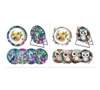 Lebartm 8Pcs DIY Diamond Art Painting Placemat Round Non-Slip Acrylic Table mats Modern Dining Table Kitchen Diamond Art Place mats Craft Supplies for Home Decor