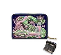 Lebartm Christmas Credit Card Holder Diamond Art Painting PU Wallet ID Card Case Zipper Anti-demagnetization Business Accordion Wallet Crafts Gift for Women Men Travel-Snowman02