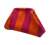 Lebartm Clutch Purses for Women Woven Crochet Handbags Dumpling Clutch Colorblock Clip Bag for Summer Travel Beach Bag-Purple and Orange Stripes