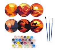 Lebartm Coasters Paint by Numbers Kit for Adult Round Digital Oil Painting Coaster Creative Diamond Art Craft Supplies for Home Decorations-Sunset