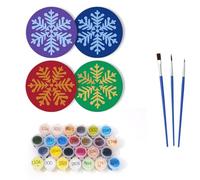 Lebartm Coasters Paint by Numbers Kit for Adult Round Digital Oil Painting Coaster Creative Diamond Art Craft Supplies for Home Decorations-Snowflake