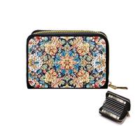 Lebartm Credit Card Holder Diamond Art Painting PU Wallet ID Card Case Zipper Anti-demagnetization Business Accordion Wallet Gift for Women Men Travel-Mandala