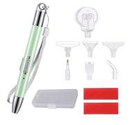 Lebartm Diamond Art Painting Drill Pen with Light USB Rechargeable Diamond Accessories and Tools Illumination Pen with 6 Heads Set, Roller Drilling Muds for DIY Art Crafts Gem Nail-Green02