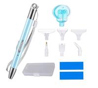 Lebartm Diamond Art Painting Drill Pen with Light USB Rechargeable Diamond Accessories and Tools Illumination Pen with 6 Heads Set, Roller Drilling Muds for DIY Art Crafts Gem Nail-Blue