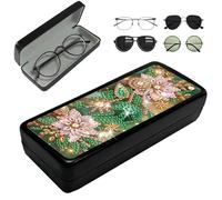 Lebartm Diamond Art Painting Eye Glass Case Portable Retro Sunglasses Glasses Storage Box Creative Design Anti-Stress DIY Handmade for Art Craft Gift Travel Sunglass-Pink Flower