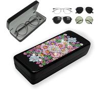 Lebartm Diamond Art Painting Eye Glass Case Portable Retro Sunglasses Glasses Storage Box Creative Design Anti-Stress DIY Handmade for Art Craft Gift Travel Sunglass-Flower07