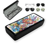 Lebartm Diamond Art Painting Eye Glass Case Portable Retro Sunglasses Glasses Storage Box Creative Design Anti-Stress DIY Handmade for Art Craft Gift Travel Sunglass-Flower05