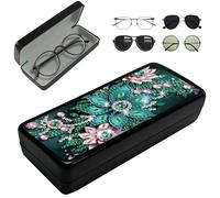 Lebartm Diamond Art Painting Eye Glass Case Portable Retro Sunglasses Glasses Storage Box Creative Design Anti-Stress DIY Handmade for Art Craft Gift Travel Sunglass-Green Flower