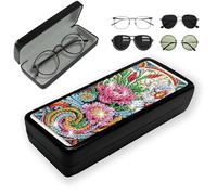 Lebartm Diamond Art Painting Eye Glass Case Portable Retro Sunglasses Glasses Storage Box Creative Design Anti-Stress DIY Handmade for Art Craft Gift Travel Sunglass-Flower04