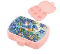 Lebartm Diamond Art Painting Mini Storage Box with 6-Grid Creative Design Pink Compact Portable Small Case for Purse Travel Daily-Blue Jay