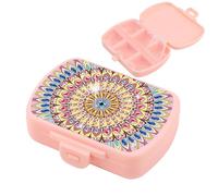Lebartm Diamond Art Painting Mini Storage Box with 6-Grid Creative Design Pink Compact Portable Small Case for Purse Travel Daily-Mandala