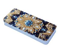 Lebartm Diamond Art Painting Pencil Case Lid Multi-Grid Pencil Stationery Box 8.1x3.5 in Office Supplies Storage Organizer Box for Pens Markers Paint Brushes-Mandala