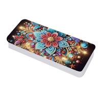 Lebartm Diamond Art Painting Pencil Case Lid Multi-Grid Pencil Stationery Box 8.1x3.5 in Office Supplies Storage Organizer Box for Pens Markers Paint Brushes-Mandala02