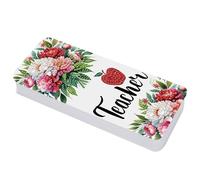 Lebartm Diamond Art Painting Pencil Case Lid Multi-Grid Pencil Stationery Box 8.1x3.5 in Office Supplies Storage Organizer Box for Pens Markers Paint Brushes-Teachers' Day Flowers02