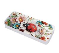 Lebartm Diamond Art Painting Pencil Case Lid Multi-Grid Pencil Stationery Box 8.1x3.5 in Office Supplies Storage Organizer Box for Pens Markers Paint Brushes-Ladybird