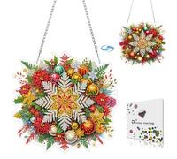 Lebartm Diamond Art Pendant Ornament Kits for Adults Beginners Double Sided Pattern Single-Sided Drill Sparkling Diamonds Painting Kits Craft Hanging Decor Items-Christmas Snowflake