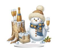 Lebartm DIY Christmas Desktop Ornament Diamond Art Painting Penguin Snowman Tabletop Ornaments Single Sided Diamond Mosaic Kits for Home Decor-Snowman01