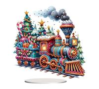 Lebartm DIY Desktop Ornaments - Snowman Diamond Art Painting Tabletop Ornaments - Single Sided Diamond Design Home Decor - Christmas Train02