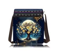 Lebartm DIY Diamond Art Painting Canvas Crossbody Bag Black Ethnic Minority Shoulder Purses Beach Bag Special Shaped Crystal by Numbers Mosaic Kits for Women-Moon Tree