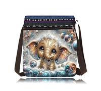 Lebartm DIY Diamond Art Painting Canvas Crossbody Bag Black Ethnic Minority Shoulder Purses Beach Bag Special Shaped Crystal by Numbers Mosaic Kits for Women-Elephant