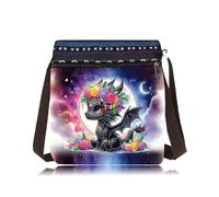 Lebartm DIY Diamond Art Painting Canvas Crossbody Bag Black Ethnic Minority Shoulder Purses Beach Bag Special Shaped Crystal by Numbers Mosaic Kits for Women-Black Pterosaur