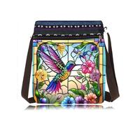 Lebartm DIY Diamond Art Painting Canvas Crossbody Bag Black Ethnic Minority Shoulder Purses Beach Bag Special Shaped Crystal by Numbers Mosaic Kits for Women-Hummingbird