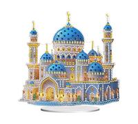 Lebartm DIY Diamond Art Painting Desktop Ornament Ostern Special Shaped Crystal PET Single Sided Diamond Tabletop Ornaments Paint by Numbers Craft Kits for Home Decor-Mosque