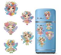 Lebartm DIY Diamond Art Painting Fridge Magnets Creative Design Refrigerator Magnetic Sticker Diamond Art for Adults Crafts Home Decors Cabinet Refrigerator-Butterfly Fairy