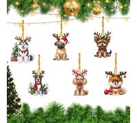 Lebartm DIY Diamond Art Painting Gift Tag Ornament Small Hanging Pendant Set Double Sided Pattern Single Sided Diamond Mosaic Making Kits for Christmas Holiday Party Decoration-Dog01