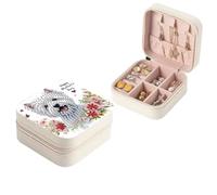 Lebartm DIY Diamond Art Painting Jewelry Bag with Zipper Mandala Large Capacity Organizer Storage Box Special Shaped Crystal Rings Necklace Bracelet Gift Case for Women-Puppy