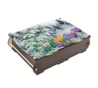Lebartm DIY Diamond Art Painting Jewelry Box Flip-top Organizer Storage Box Special Shaped Crystal Necklace Rings Bracelet Gift Case for Women Desktop Ornament-Flower03