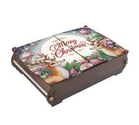 Lebartm DIY Diamond Art Painting Jewelry Box Flip-top Organizer Storage Box Special Shaped Crystal Necklace Rings Bracelet Gift Case for Women Desktop Ornament-Christmas Elk