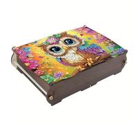 Lebartm DIY Diamond Art Painting Jewelry Box Flip-top Organizer Storage Box Special Shaped Crystal Necklace Rings Bracelet Gift Case for Women Desktop Ornament-Owl02