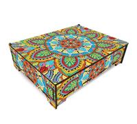 Lebartm DIY Diamond Art Painting Jewelry Box with Mirror Mandala Organizer Storage Box Special Shaped Crystal Rings Necklace Bracelet Gift Case for Women Girls Desktop Ornament-Mandala04