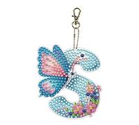 Lebartm DIY Diamond Art Painting Keychain Ornament Diamond Handmade Butterfly Letters Keychains Hanging Pendant Double Sided Spot Drill-S