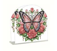 Lebartm DIY Diamond Art Painting Paper Towel Holder PET Christmas Desktop Double Sided Spot Drill Simple Paper Towel Stand Holder Organizer Ornaments for Home Office Supplies-Butterfly