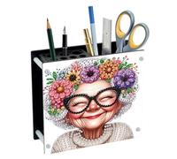 Lebartm DIY Diamond Art Painting Pen Holder Ornaments Desktop Pencil Holder Ornaments Double Sided Spot Drill Makeup Brush Holder Organizer Office Supplies-Grandma