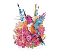 Lebartm DIY Diamond Art Painting Pen Holder Ornaments Desktop Pencil Holder Ornaments Double Sided Spot Drill Makeup Brush Holder Organizer Office Supplies for Home School-Hummingbird02