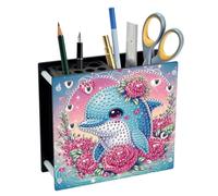 Lebartm DIY Diamond Art Painting Pen Holder Ornaments Desktop Pencil Holder Ornaments Double Sided Spot Drill Makeup Brush Holder Organizer Office Supplies-Dolphin