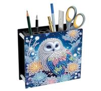 Lebartm DIY Diamond Art Painting Pen Holder Ornaments Desktop Pencil Holder Ornaments Double Sided Spot Drill Makeup Brush Holder Organizer Office Supplies-Owl
