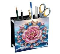 Lebartm DIY Diamond Art Painting Pen Holder Ornaments Desktop Pencil Holder Ornaments Double Sided Spot Drill Makeup Brush Holder Organizer Office Supplies-Rose02