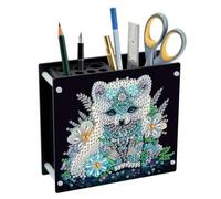 Lebartm DIY Diamond Art Painting Pen Holder Ornaments Desktop Pencil Holder Ornaments Double Sided Spot Drill Makeup Brush Holder Organizer Office Supplies-Arctic Fox