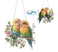 Lebartm DIY Diamond Art Painting Pendant Ornament Irregular Shape Design Hanging Double Sided Pattern Single Sided for Home Garden Wall Door Decor-Love Birds Couple