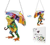 Lebartm DIY Diamond Art Painting Pendant Ornament Stained Glass Hanging Double Sided Pattern Single Sided Dot-Drill for Home Garden Wall Door Decor-Frog01