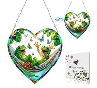 Lebartm DIY Diamond Art Painting Pendant Ornament Stained Glass Hanging Double Sided Pattern Single Sided Dot-Drill for Home Garden Wall Door Decor-Frog03