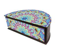 Lebartm DIY Diamond Art Painting Storage Box Wooden Half-Moon Shape Organizer Jewelry Box Special Shaped Crystal Rings Necklace Bracelet Gift Case for Women Girls Desktop Ornament-Mandala05