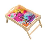 Lebartm DIY Diamond Bed Tray Table with Folding Legs Diamond Art Painting Handmade Wooden Dinner Plate Portable Laptop Tray Breakfast Trays for Sofa Bed Snacking Working