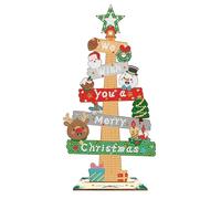 Lebartm DIY Diamond Christmas Tree Desktop Ornament Creative Design Wooden Single Sided Diamond Signs Tabletop Ornaments for Home Decor Christmas Crafts-Tree04