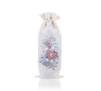 Lebartm DIY Diamond Christmas Wine Bottle Bags with Drawstring Diamond Art Painting Burlap Wine Gift Bags for Xmas Festive Holiday Party Wedding, Travel, Birthday-Flower02